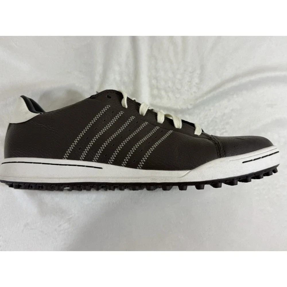 Adidas Golf Shoes Men's US 12 Brown Leather Spikeless Lace Up Casual